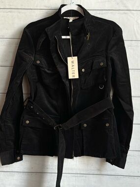 NWT Walter Black Curduroy Belted Utility Jacket